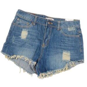 Y2K‎ ADAM LEVINE Denim Distressed Cut-off Shorts Blue Jean Junior 9/10 NEW